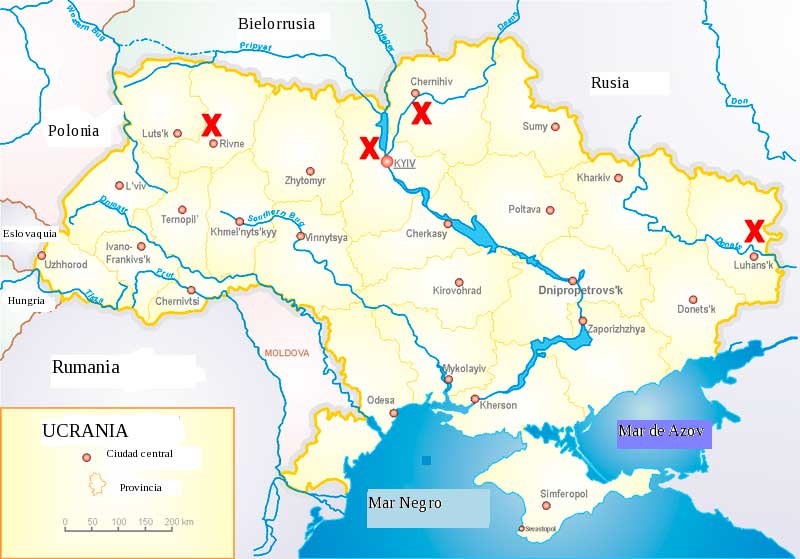 Regiones de Ucrania de las que proceden los niños