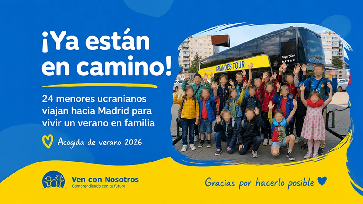 Acogida de verano 2026 de menores ucranianos en su viaje hacia Madrid